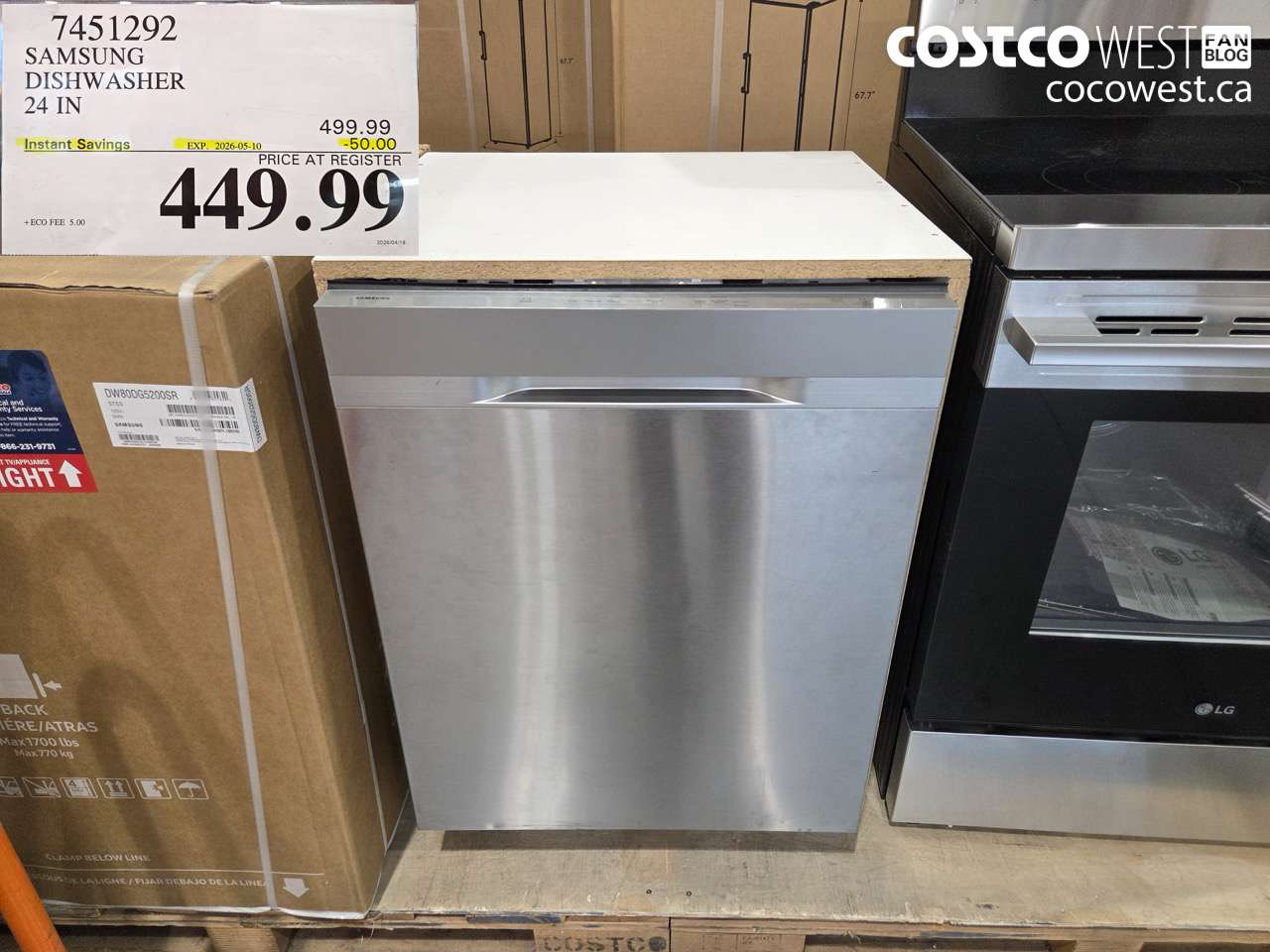 7451292 SAMSUNG DISHWASHER 24 IN ($50.00 INSTANT SAVINGS EXPIRES ON 2026-05-10) $449.99