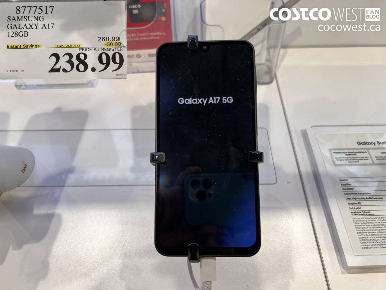 8777517 SAMSUNG GALAXY A17 128GB ($30.00 INSTANT SAVINGS EXPIRES ON 2026-04-12) $238.99