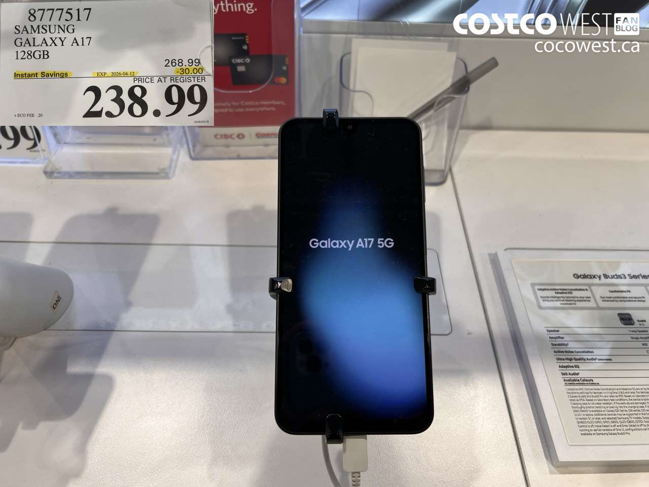 8777517 SAMSUNG GALAXY A17 128GB ($30.00 INSTANT SAVINGS EXPIRES ON 2026-04-12) $238.99