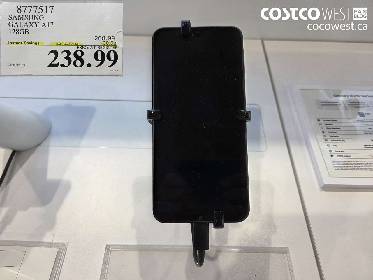 8777517 SAMSUNG GALAXY A17 128GB ($30.00 INSTANT SAVINGS EXPIRES ON 2026-04-12) $238.99