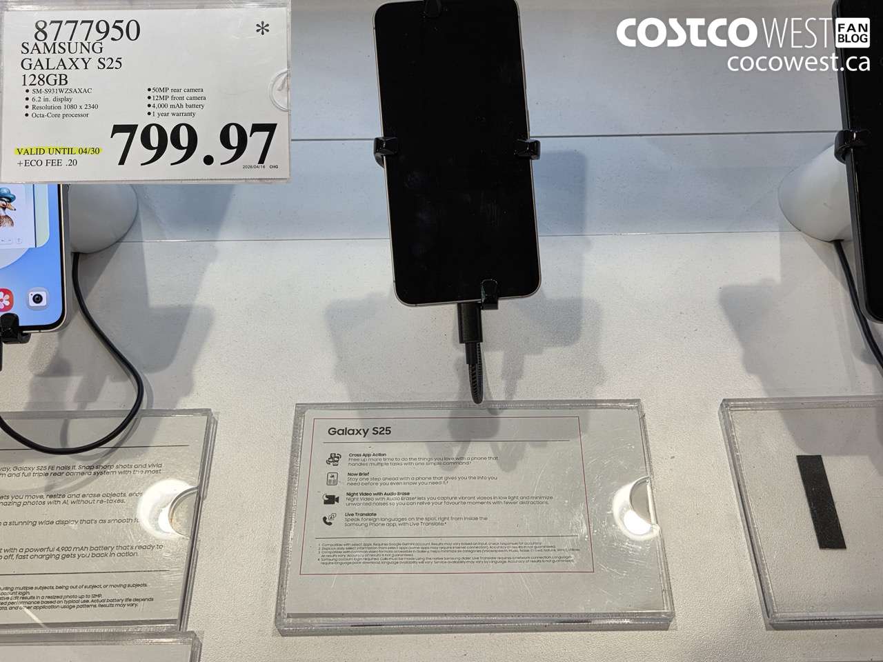 8777950 SAMSUNG GALAXY S25 128GB (EXPIRES ON 2026-04-30) $799.97