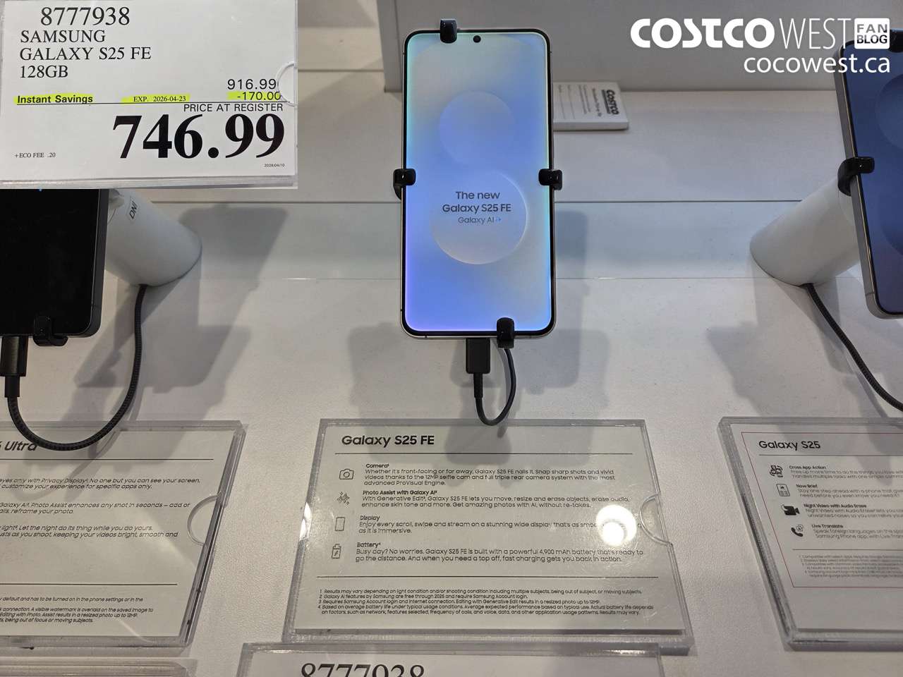 8777938 SAMSUNG GALAXY S25 FE 128GB ($170.00 INSTANT SAVINGS EXPIRES ON 2026-04-23) $746.99