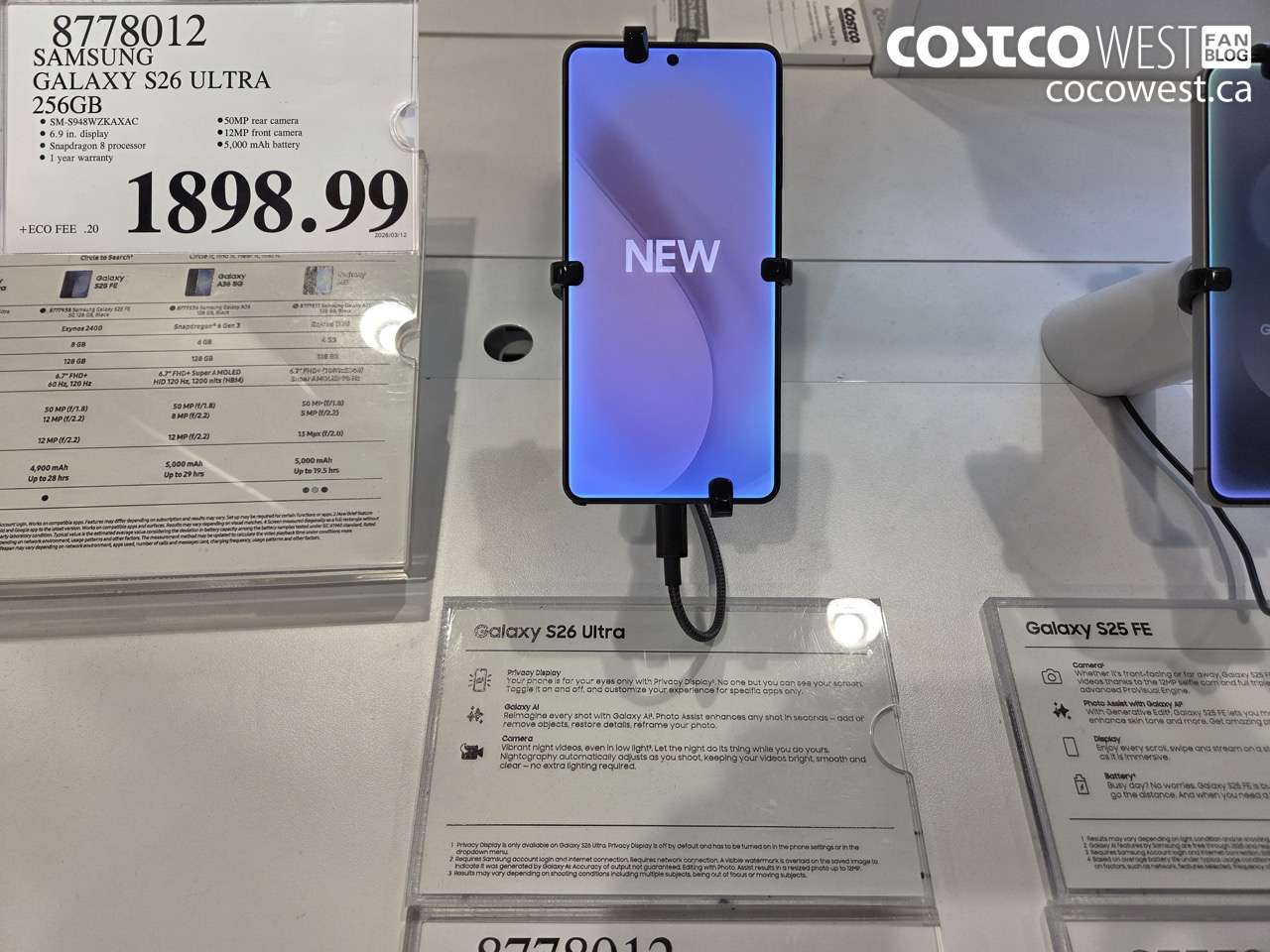8778012 SAMSUNG GALAXY S26 ULTRA 256GB $1898.99