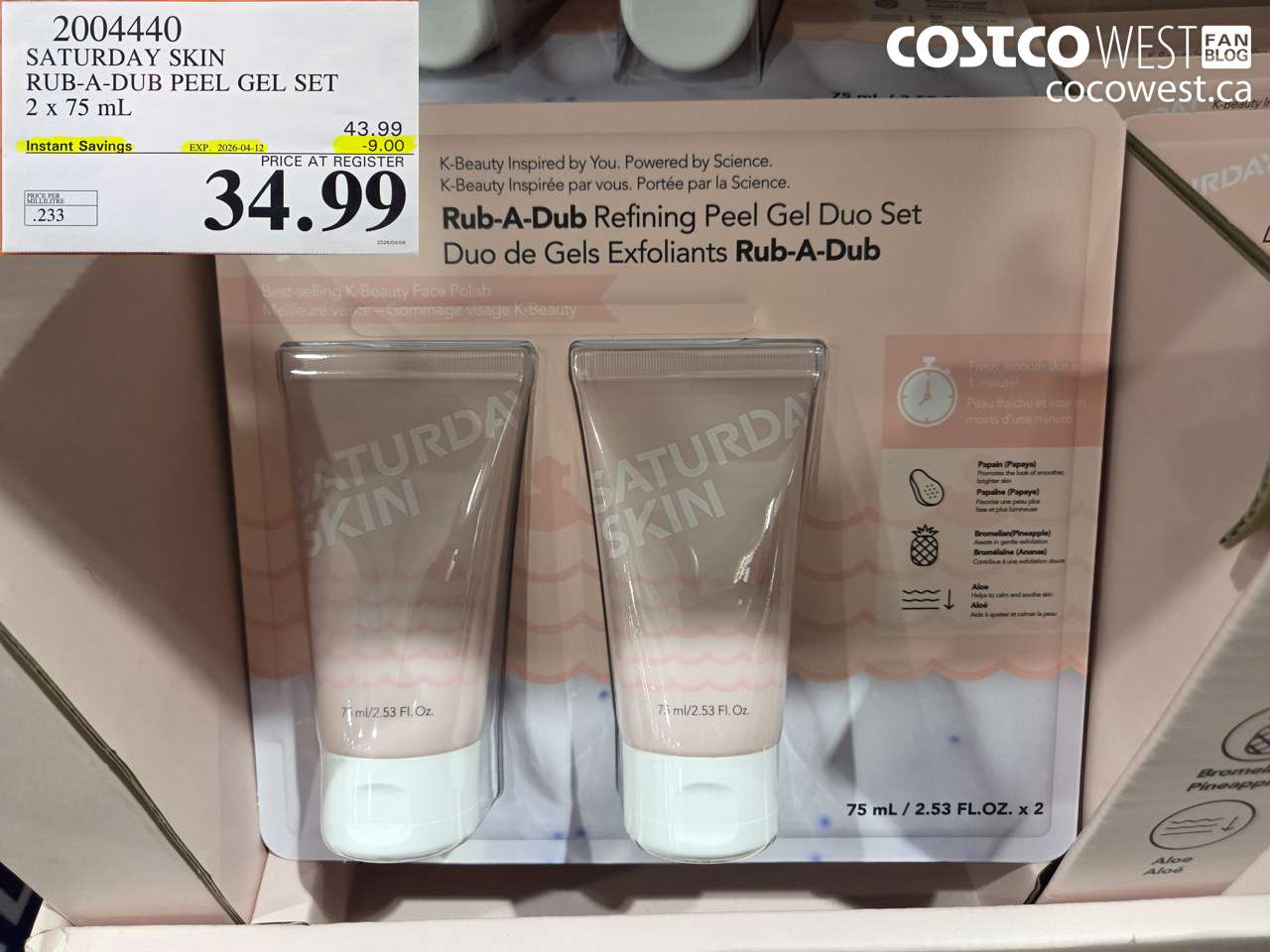 20044440 SATURDAY SKIN RUB-A-DUB PEEL GEL SET 2 X 75 ML ($9.00 INSTANT SAVINGS EXPIRES ON 2026-04-12) $34.99