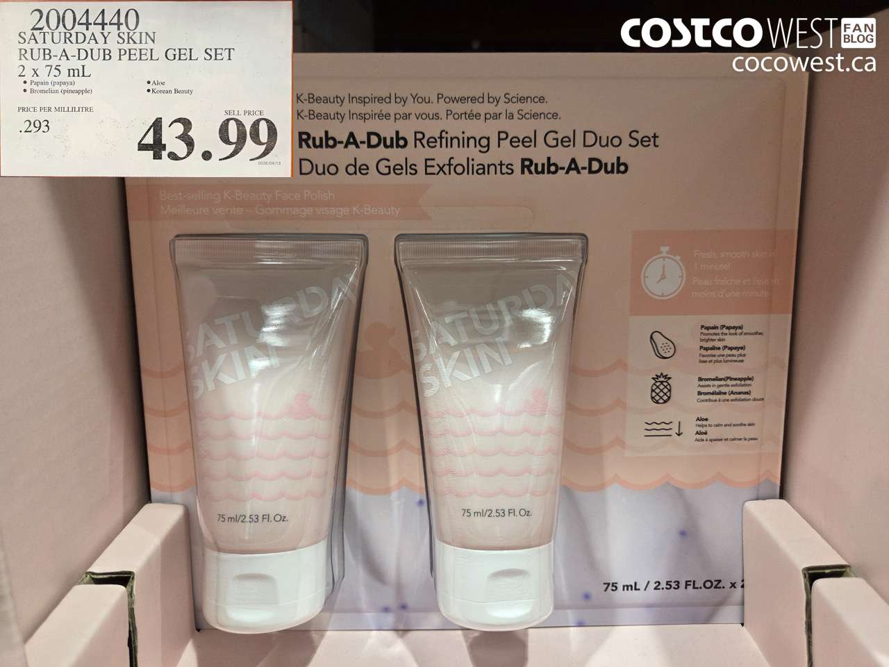 2004440 SATURDAY SKIN RUB-A-DUB PEEL GEL SET 2 X 75 ML $43.99