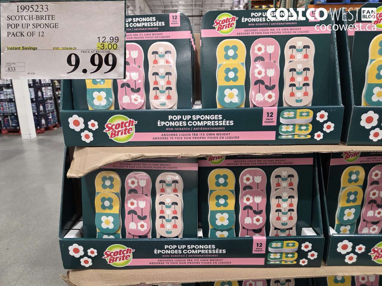 1995233 SCOTCH-BRITE POP UP SPONGE PACK OF 12 ($3.00 INSTANT SAVINGS EXPIRES ON 2026-04-26) $9.99