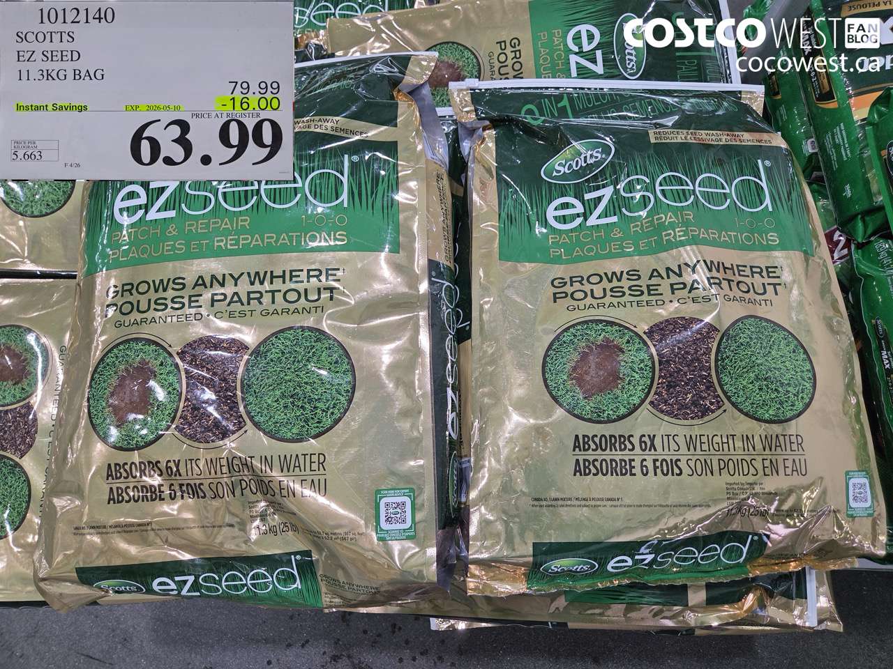 1012140 SCOTTS EZ SEED 11.3KG BAG ($16.00 INSTANT SAVINGS EXPIRES ON 2026-05-10) $63.99