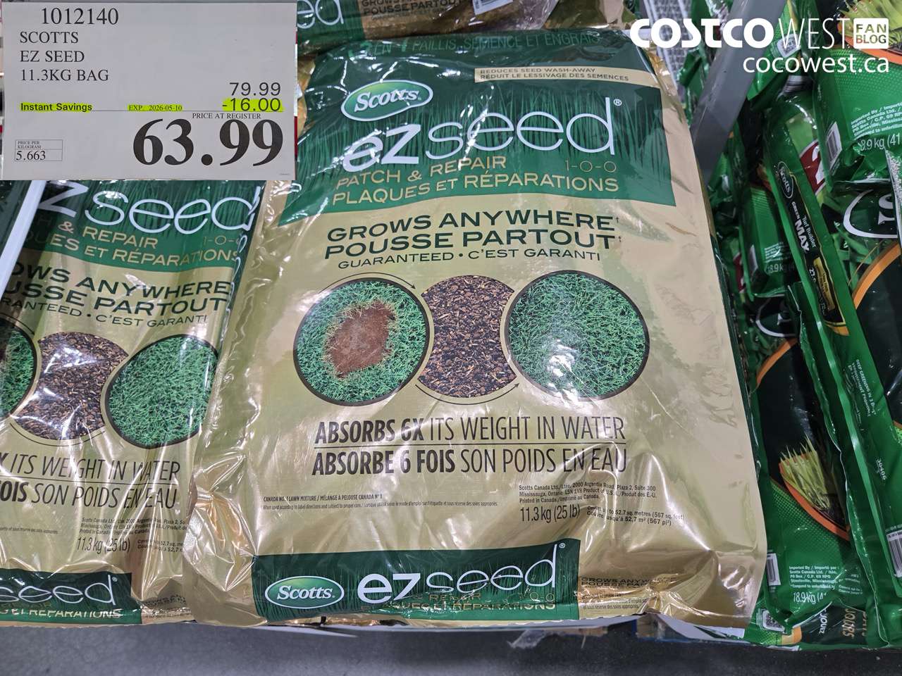 1012140 SCOTTS EZ SEED 11.3KG BAG ($16.00 INSTANT SAVINGS EXPIRES ON 2026-05-10) $63.99