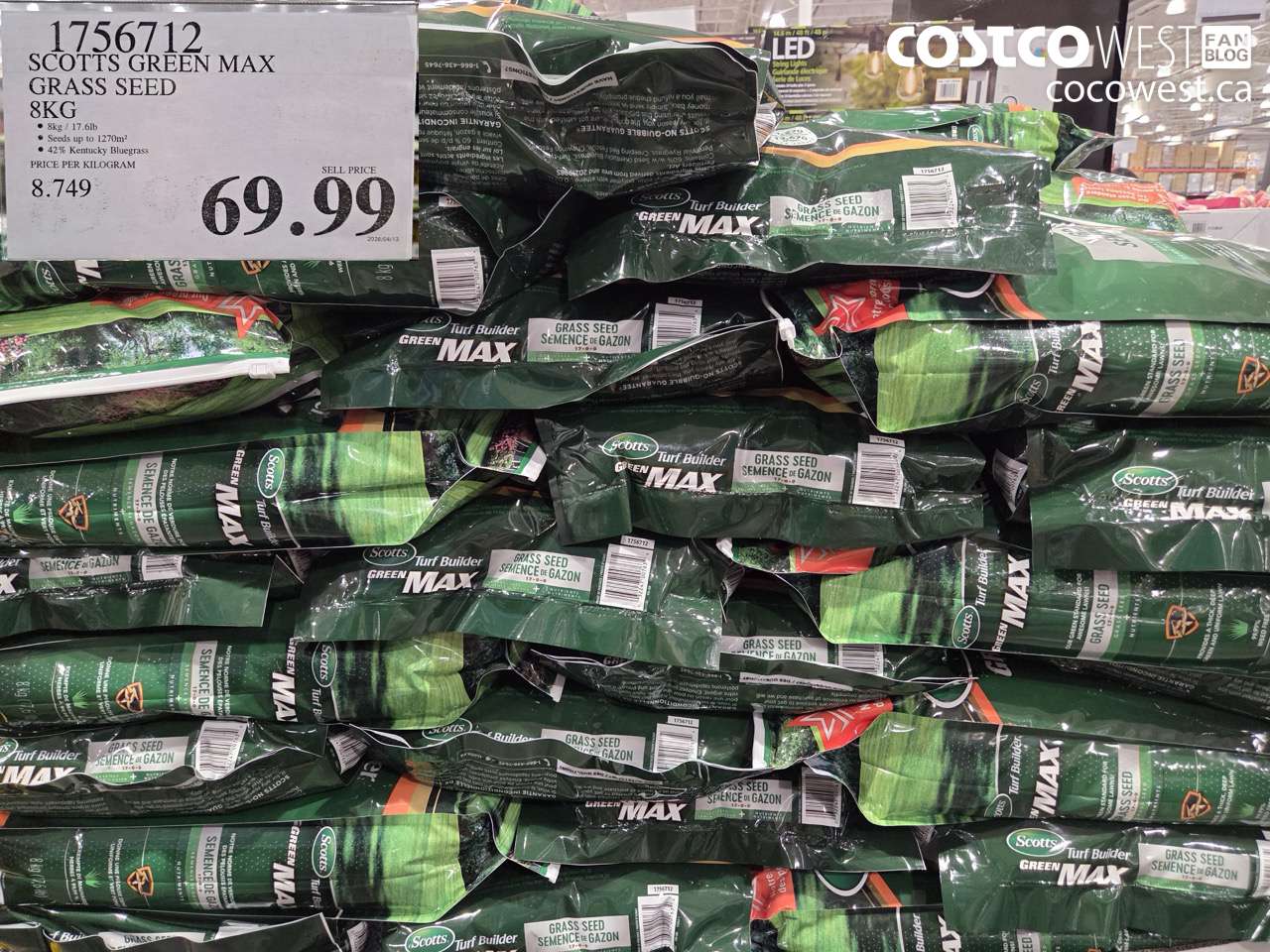 1756712 SCOTTS GREEN MAX GRASS SEED 8KG $69.99