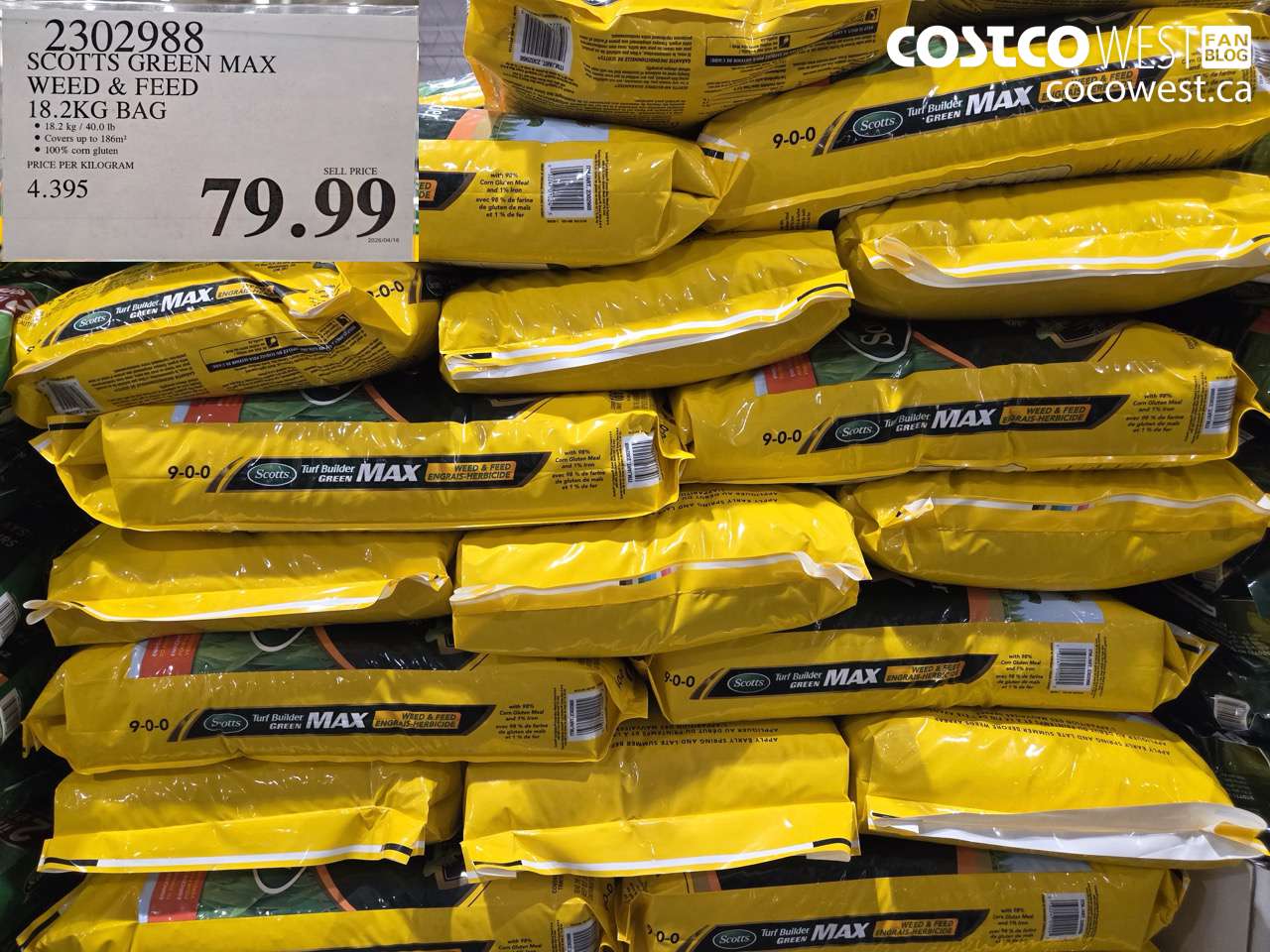 2302988 SCOTTS GREEN MAX WEED & FEED 18.2KG BAG $79.99