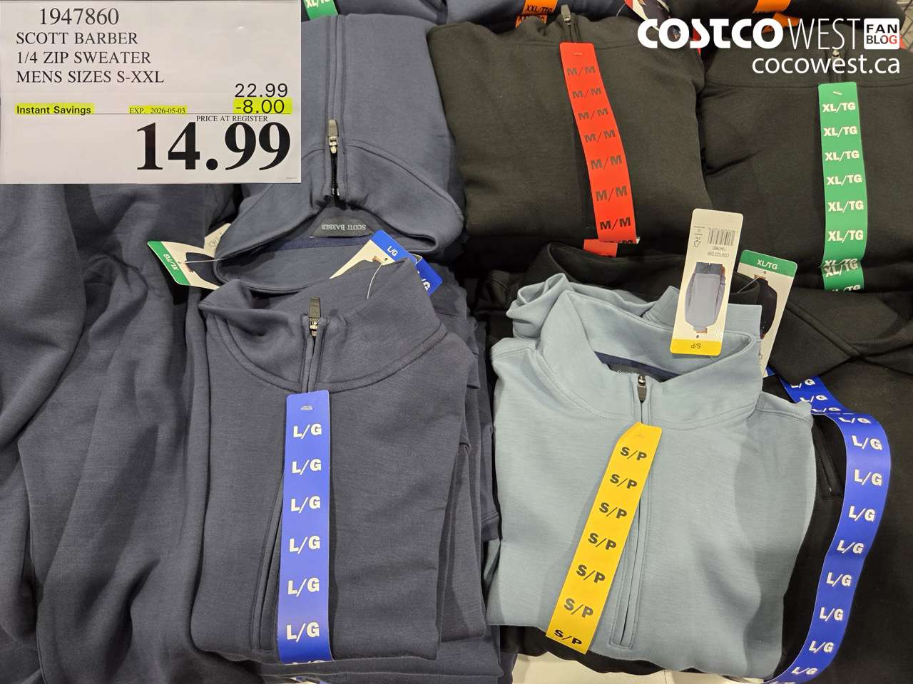 1947860 SCOTT BARBER 1/4 ZIP SWEATER MENS SIZES S-XXL ($8.00 INSTANT SAVINGS EXPIRES ON 2026-05-03) $14.99