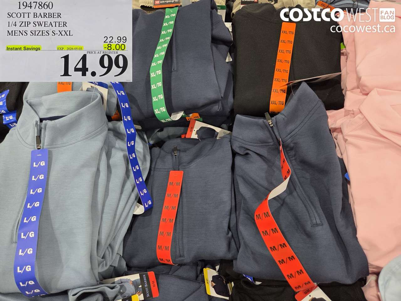 1947860 SCOTT BARBER 1/4 ZIP SWEATER MENS SIZES S-XXL ($8.00 INSTANT SAVINGS EXPIRES ON 2026-05-03) $14.99