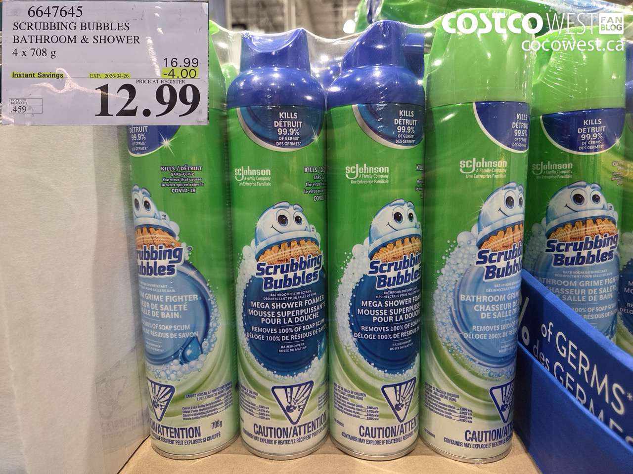 66447645 SCRUBBING BUBBLES BATHROOM & SHOWER 4 X 708 G ($4.00 INSTANT SAVINGS EXPIRES ON 2026-04-26) $12.99