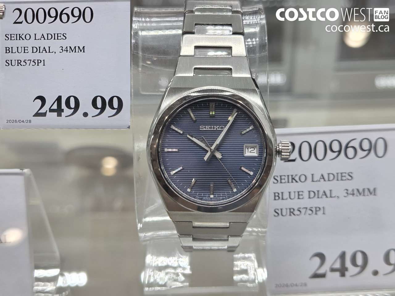 2009690 SEIKO LADIES BLUE DIAL, 34MM SUR575P1 $249.99
