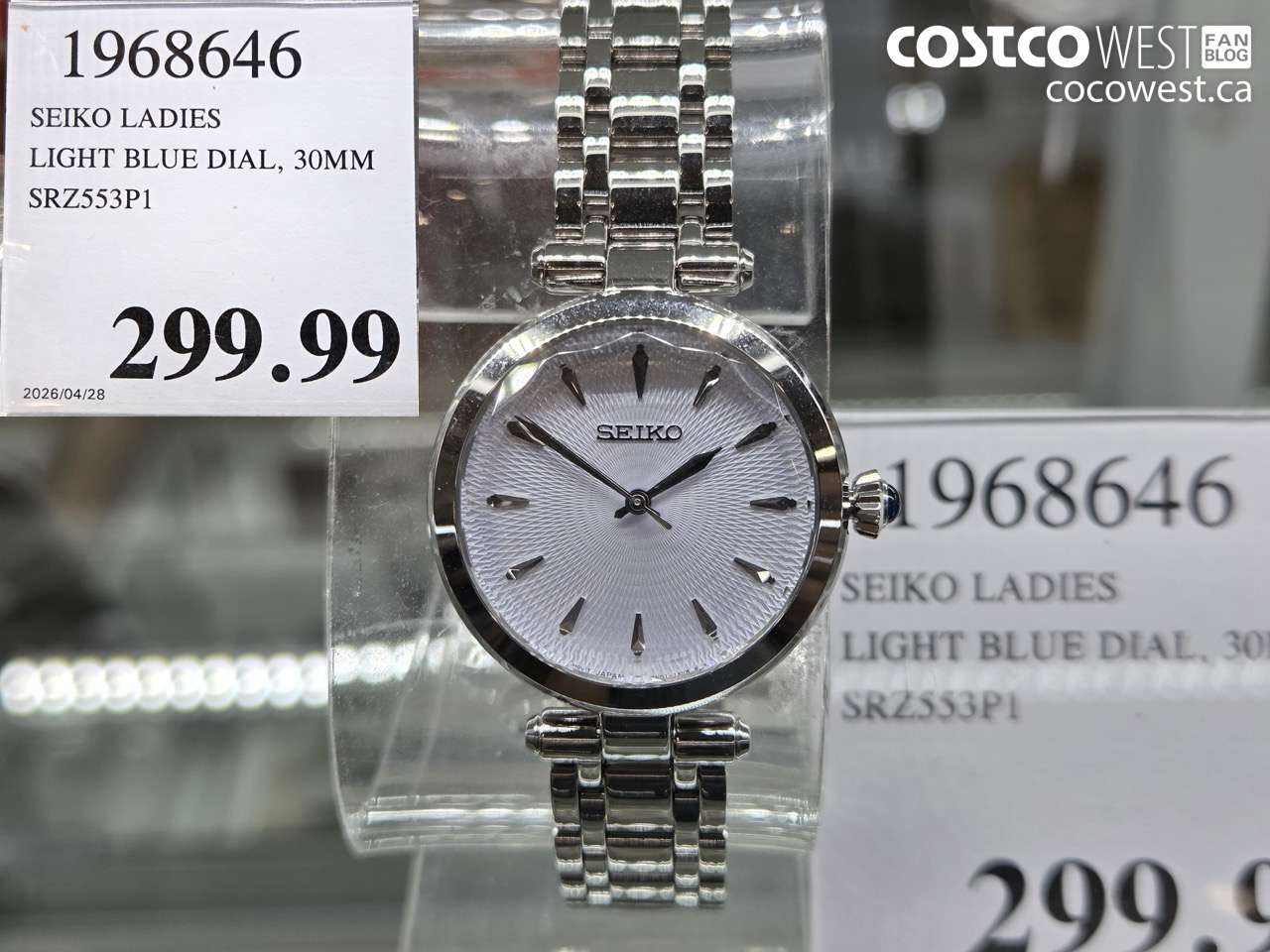1968646 SEIKO LADIES LIGHT BLUE DIAL, 30MM SRZ553P1 $299.99