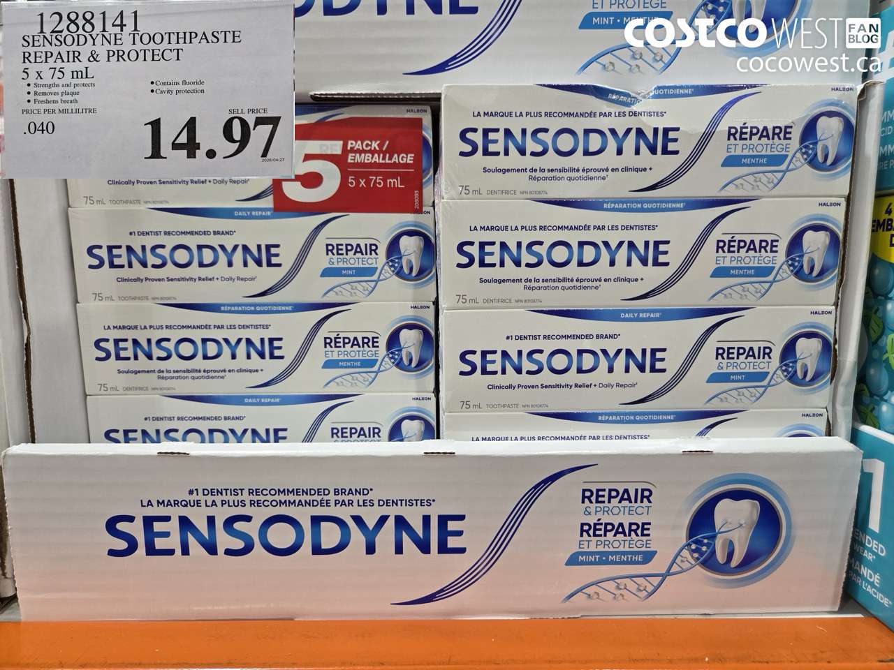 1288141 SENSODYNE TOOTHPASTE REPAIR & PROTECT 5 X 75ML $14.97