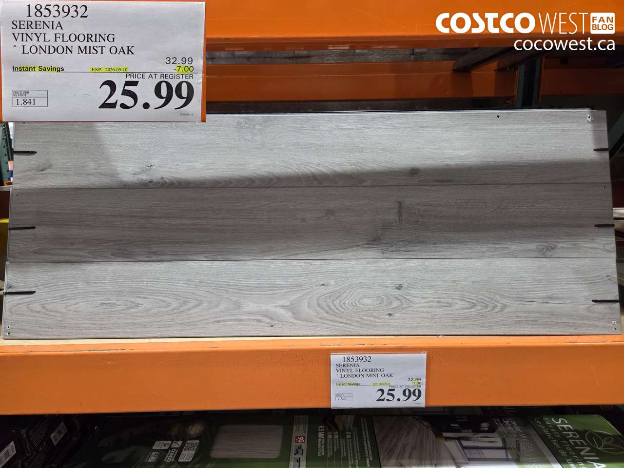1853932 SERENIA VINYL FLOORING LONDON MIST OAK ($7.00 INSTANT SAVINGS EXPIRES ON 2026-05-10) $25.99