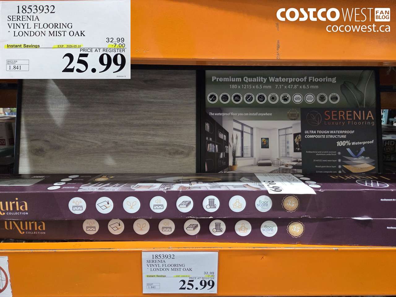 1853932 SERENIA VINYL FLOORING LONDON MIST OAK ($7.00 INSTANT SAVINGS EXPIRES ON 2026-05-10) $25.99