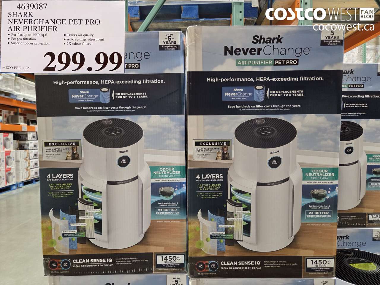 4639087 SHARK NEVERCHANGE PET PRO AIR PURIFIER $299.99