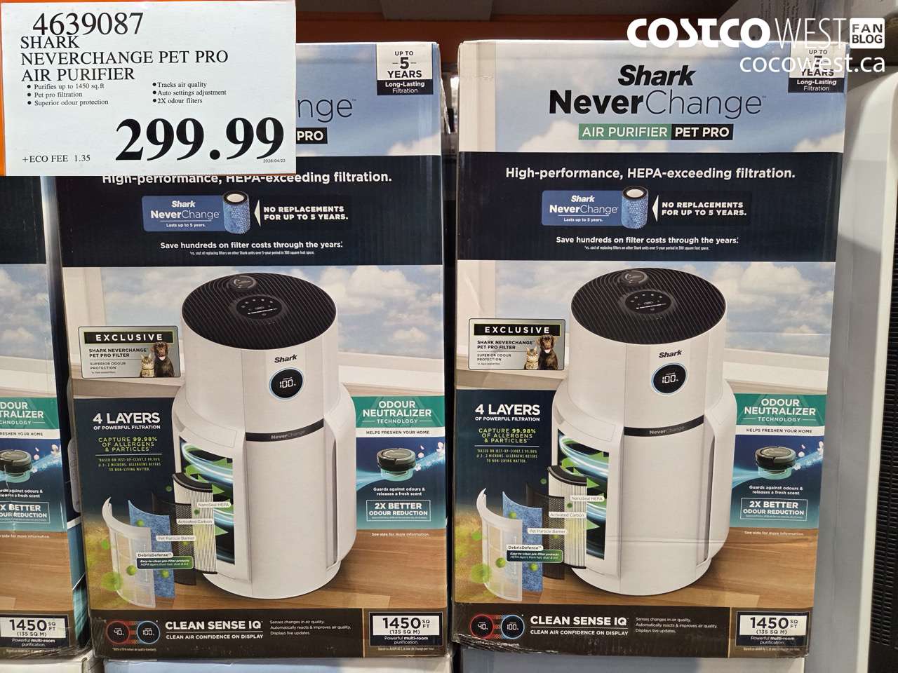 4639087 SHARK NEVERCHANGE PET PRO AIR PURIFIER $299.99