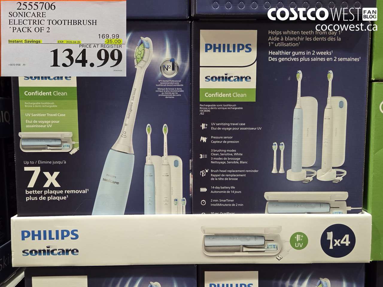 2555706 SONICARE ELECTRIC TOOTHBRUSH PACK OF 2 ($35.00 INSTANT SAVINGS EXPIRES ON 2026-04-26) $134.99