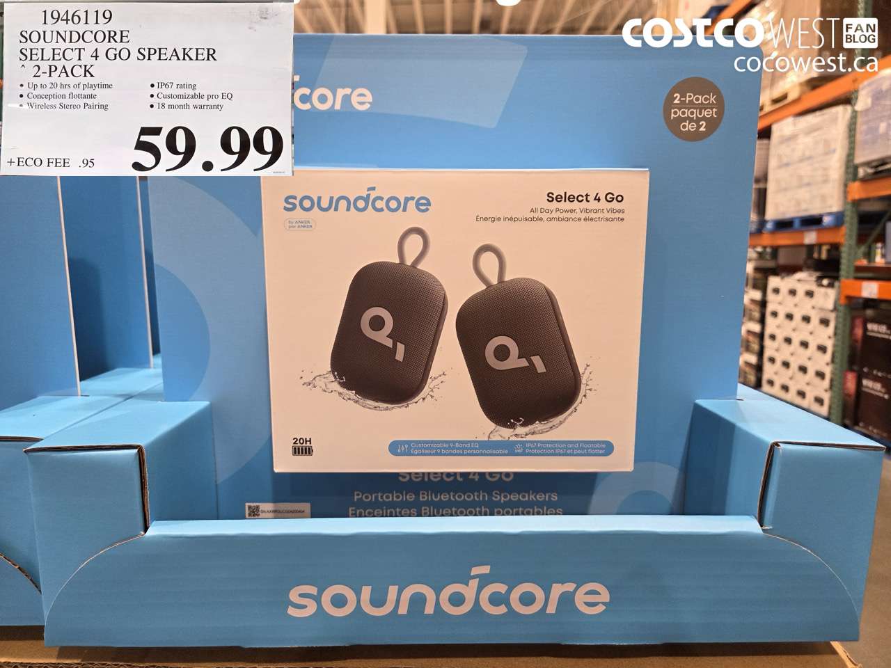 19461119 SOUNDCORE SELECT 4 GO SPEAKER 2-PACK $59.99