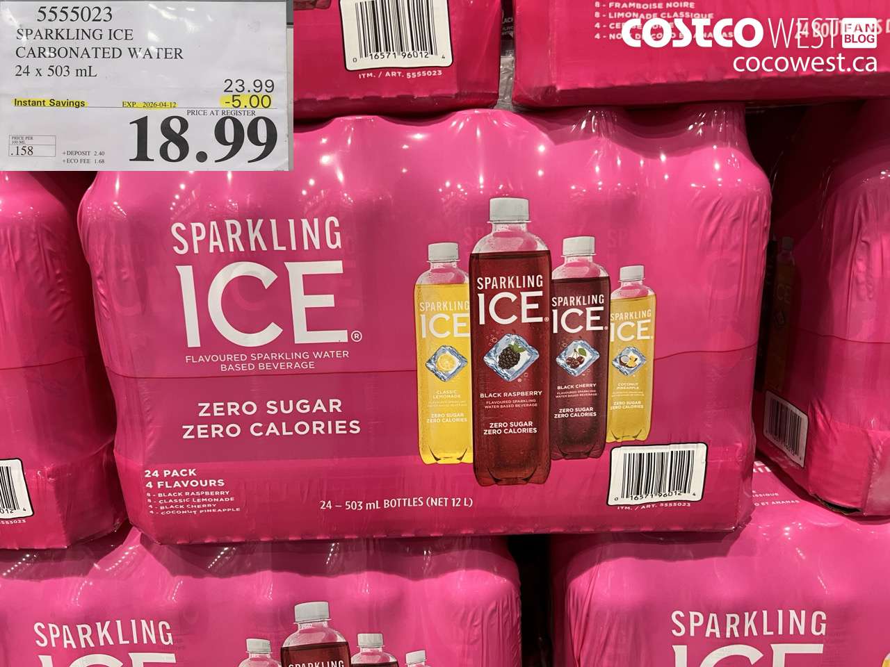 5555023 SPARKLING ICE CARBONATED WATER 24 X 503 ML ($5.00 INSTANT SAVINGS EXPIRES ON 2026-04-12) $18.99