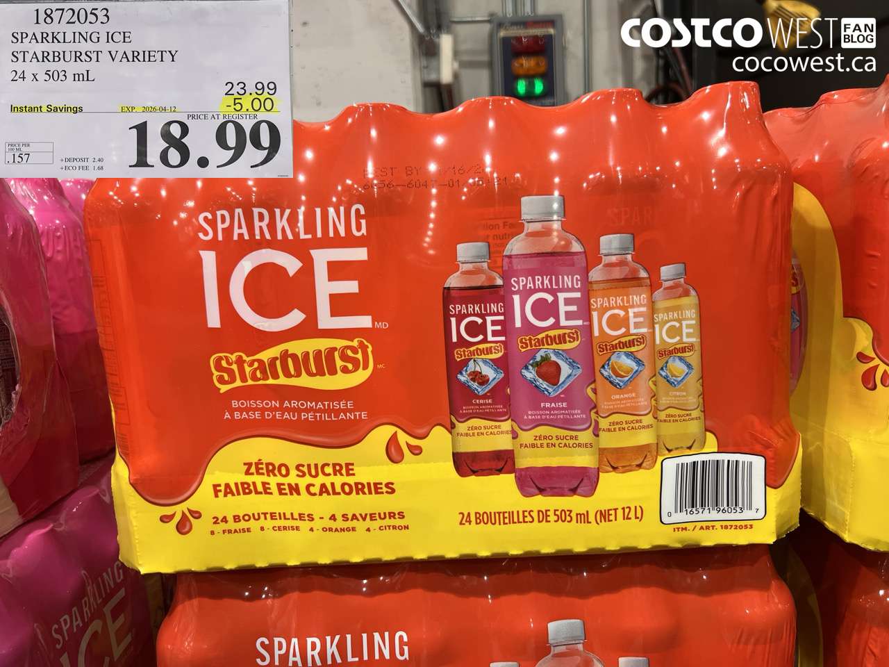 1872053 SPARKLING ICE STARBURST VARIETY 24 X 503ML ($5.00 INSTANT SAVINGS EXPIRES ON 2026-04-12) $18.99