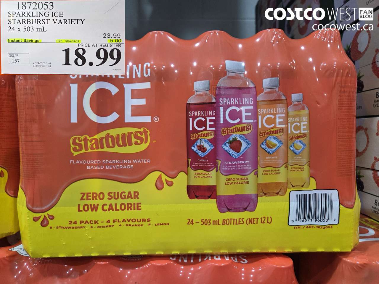 1872053 SPARKLING ICE STARBURST VARIETY 24 X 503 ML ($5.00 INSTANT SAVINGS EXPIRES ON 2026-05-03) $18.99