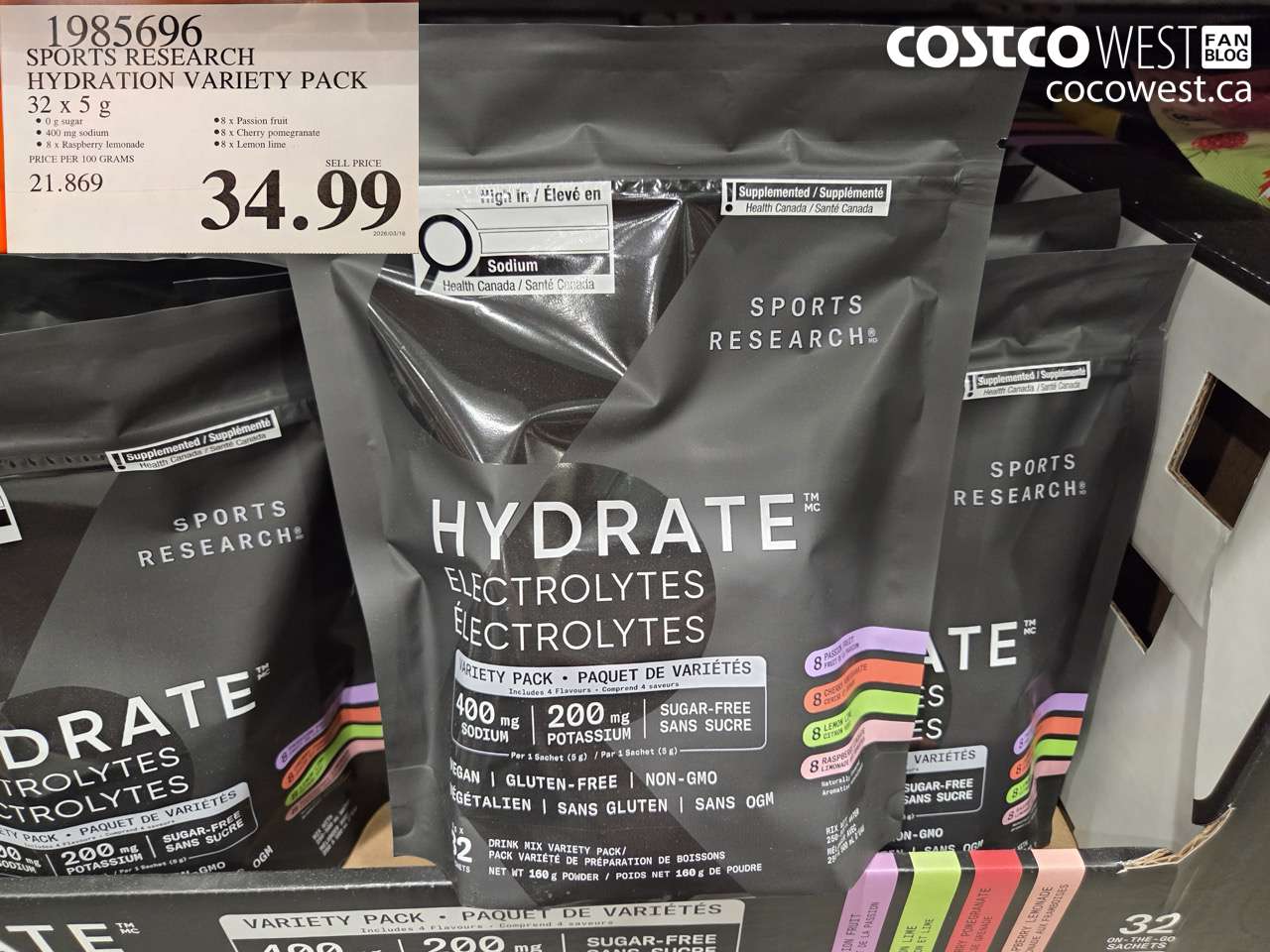 1985696 SPORTS RESEARCH HYDRATION VARIETY PACK 32 X 5 G $34.99