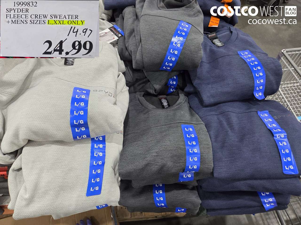 1999832 SPYDER FLEECE CREW SWEATER + MENS SIZES L, XXL ONLY $14.97