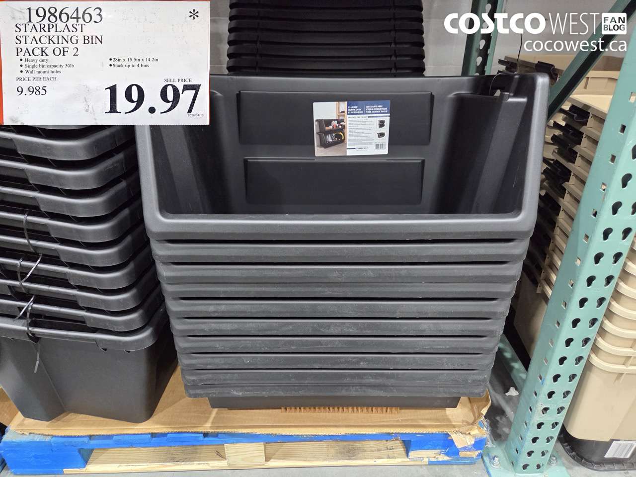 1986463 STARPLAST STACKING BIN PACK OF 2 $19.97