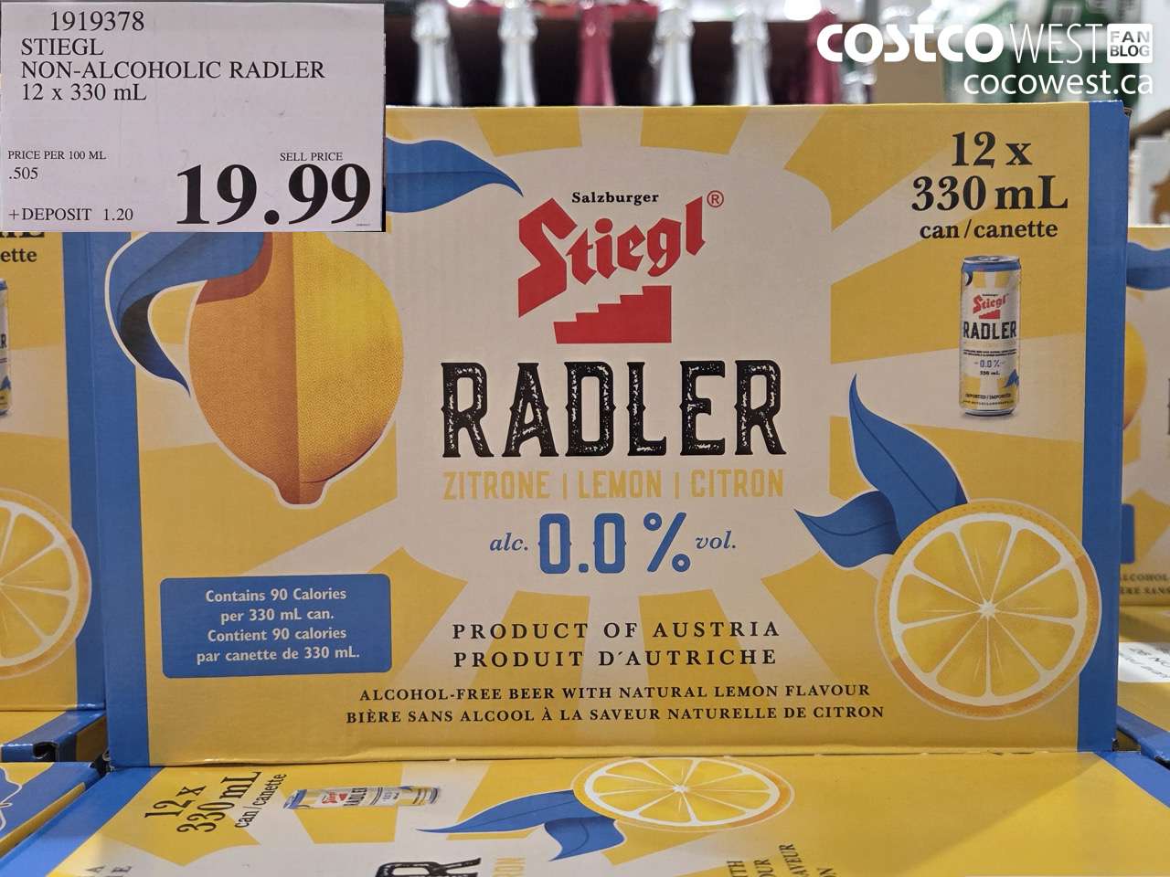 1919378 STIEGL NON-ALCOHOLIC RADLER 12 X 330 ML $19.99