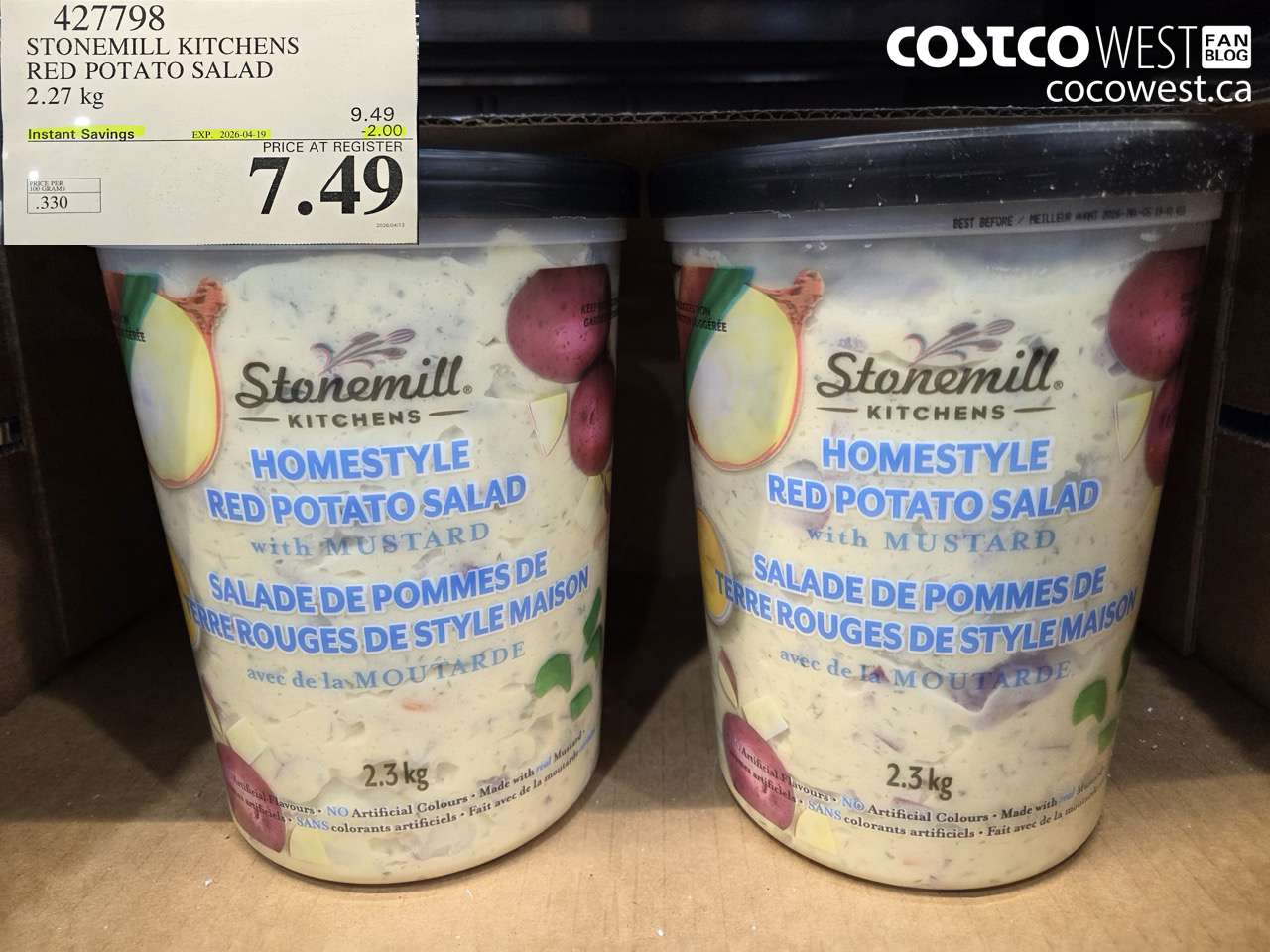 427798 STONEMILL KITCHENS RED POTATO SALAD 2.27 KG ($2.00 INSTANT SAVINGS EXPIRES ON 2026-04-19) $7.49