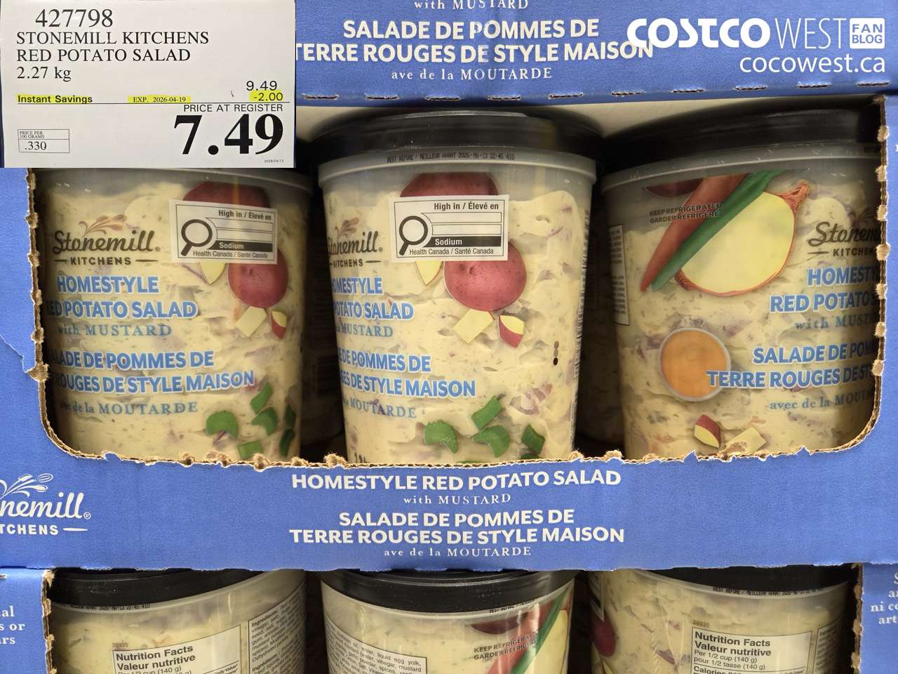 427798 STONEMILL KITCHENS RED POTATO SALAD 2.27 KG ($2.00 INSTANT SAVINGS EXPIRES ON 2026-04-19) $7.49