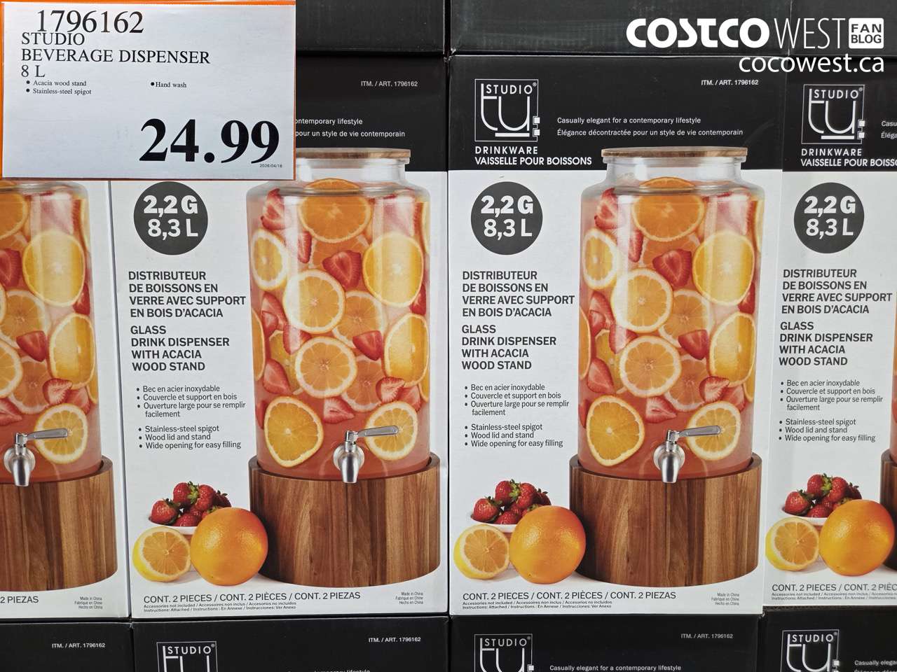 1796162 STUDIO BEVERAGE DISPENSER 8 L $24.99