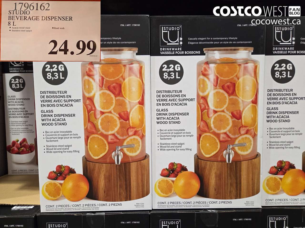 1796162 STUDIO BEVERAGE DISPENSER 8 L $24.99