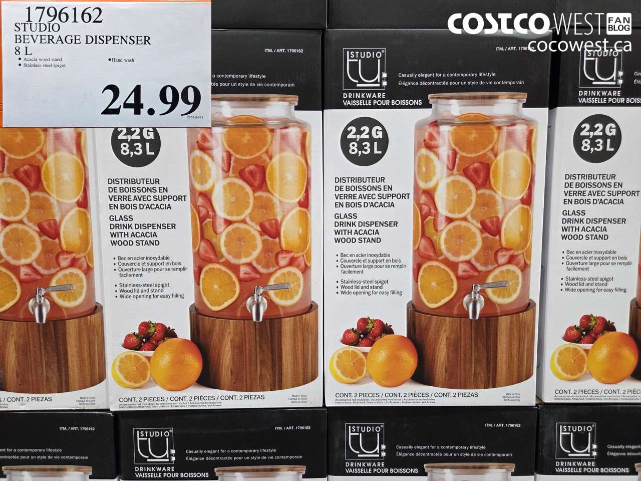 1796162 STUDIO BEVERAGE DISPENSER 8 L $24.99