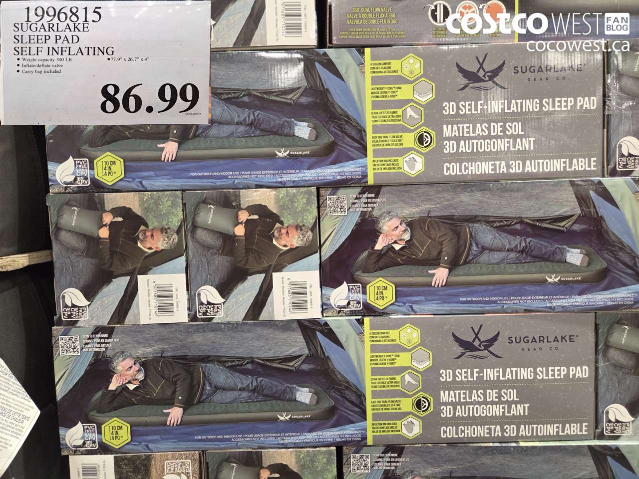 1996815 SUGARLAKE SLEEP PAD SELF INFLATING $86.99