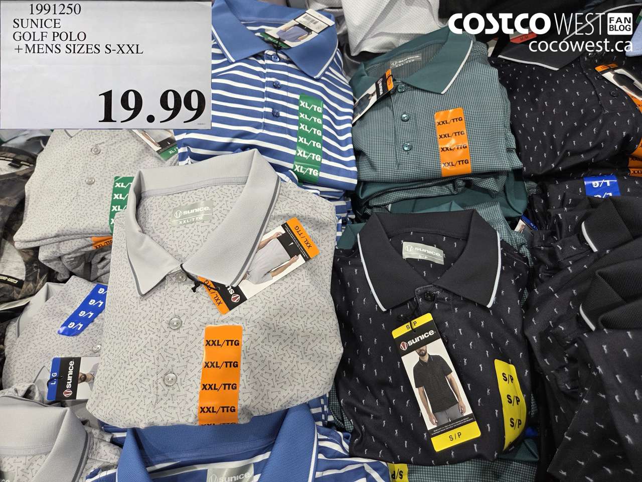1991250 SUNICE GOLF POLO + MENS SIZES S-XXL $19.99