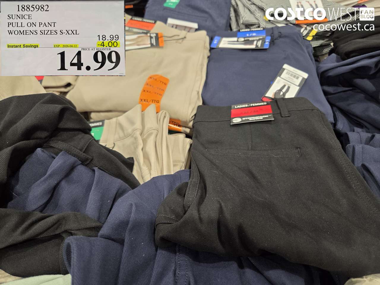 1885982 SUNICE PULL ON PANT WOMENS SIZES S-XXL ($4.00 INSTANT SAVINGS EXPIRES ON 2026-04-12) $14.99