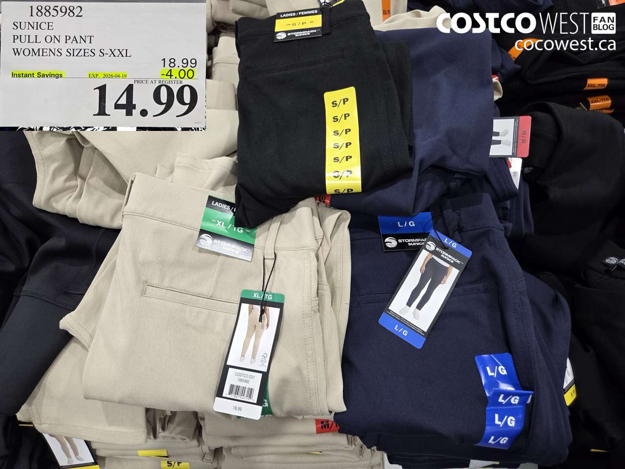 1885982 SUNICE PULL ON PANT WOMENS SIZES S-XXL ($4.00 INSTANT SAVINGS EXPIRES ON 2026-04-19) $14.99