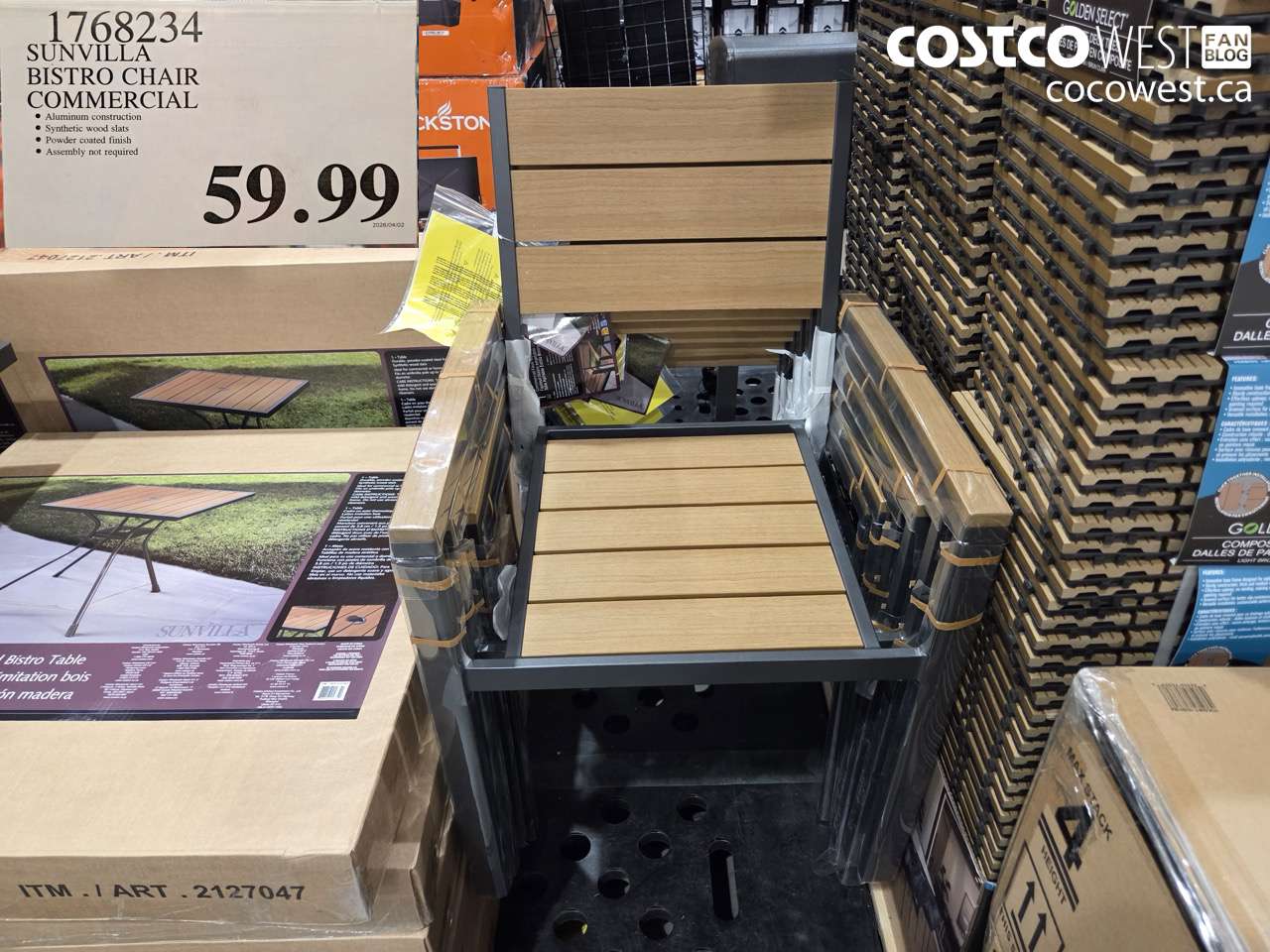 1768234 SUNVILLA BISTRO CHAIR COMMERCIAL $59.99