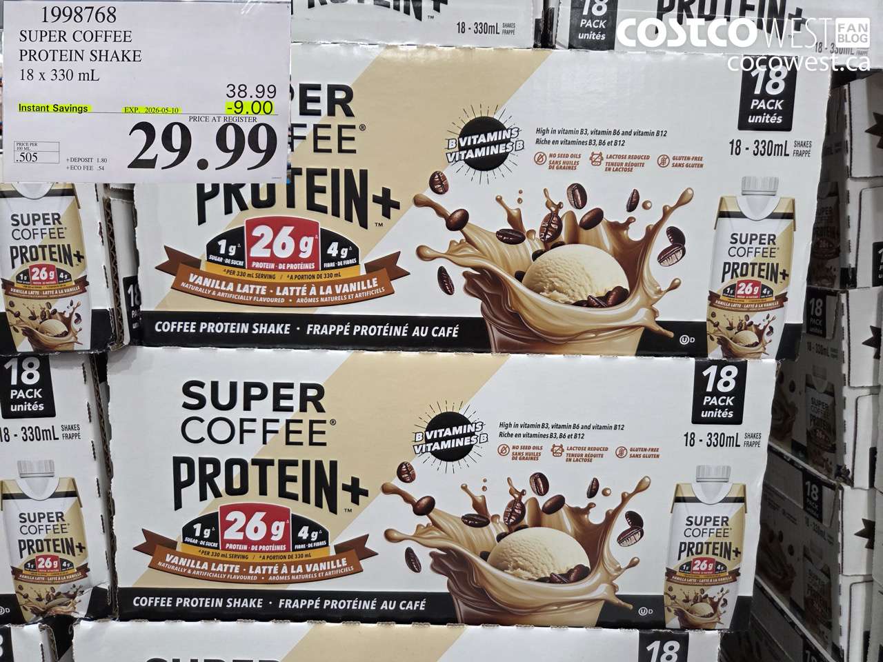 1998768 SUPER COFFEE PROTEIN SHAKE 18 X 330ML ($9.00 INSTANT SAVINGS EXPIRES ON 2026-05-10) $29.99