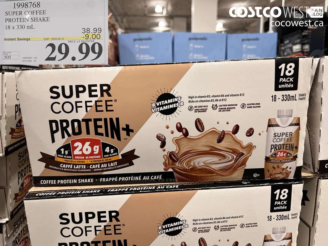 1998768 SUPER COFFEE PROTEIN SHAKE 18 X 330 ML ($9.00 INSTANT SAVINGS EXPIRES ON 2026-04-12) $29.99