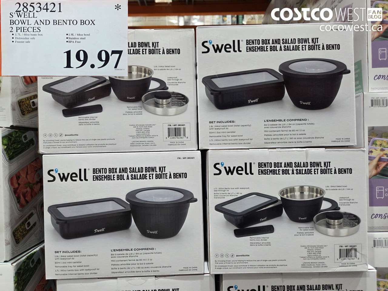 2853421 S'WELL BOWL AND BENTO BOX 2 PIECES $19.97