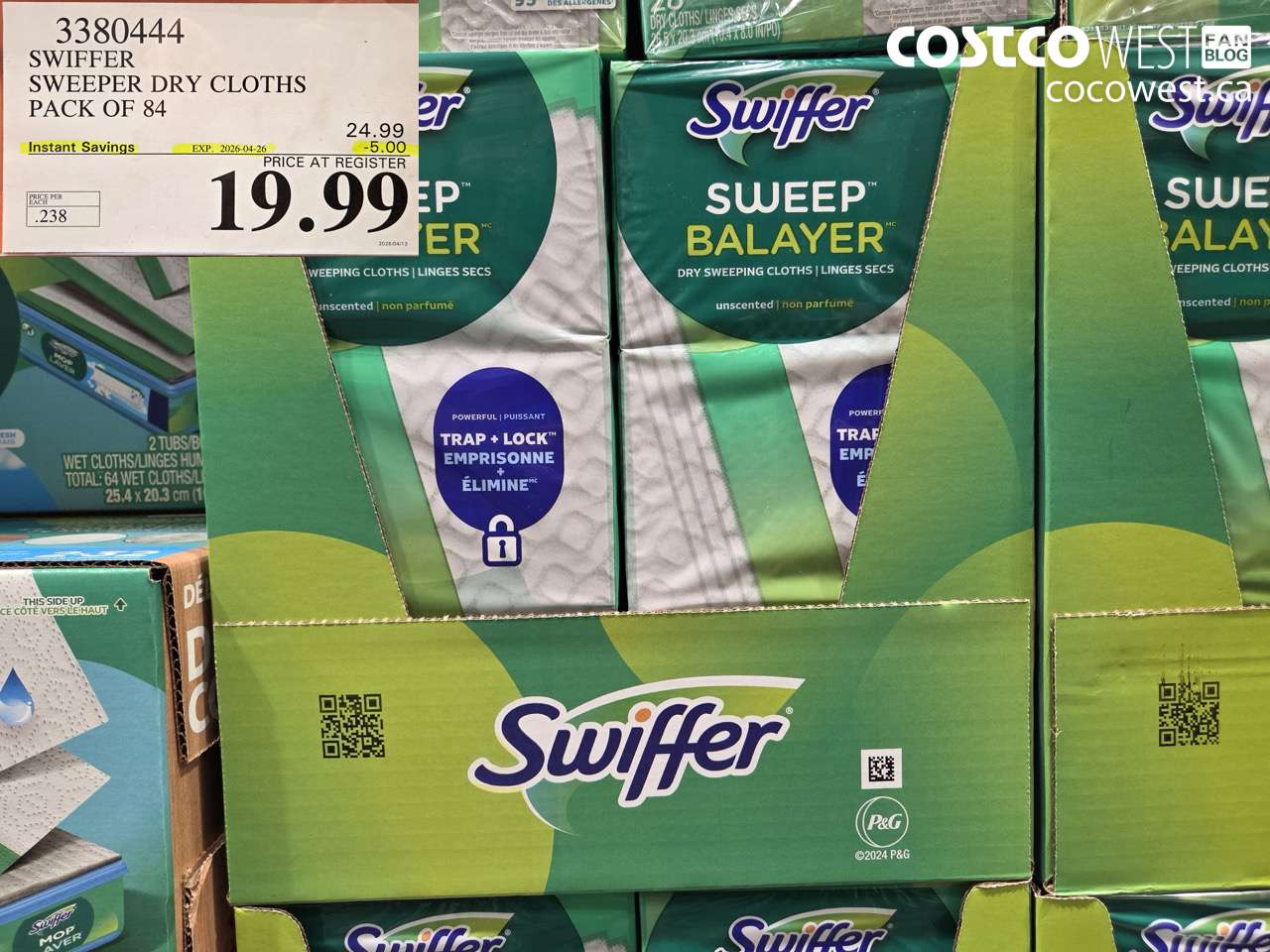 3380444 SWIFFER SWEEPER DRY CLOTHS PACK OF 84 ($5.00 INSTANT SAVINGS EXPIRES ON 2026-04-26) $19.99