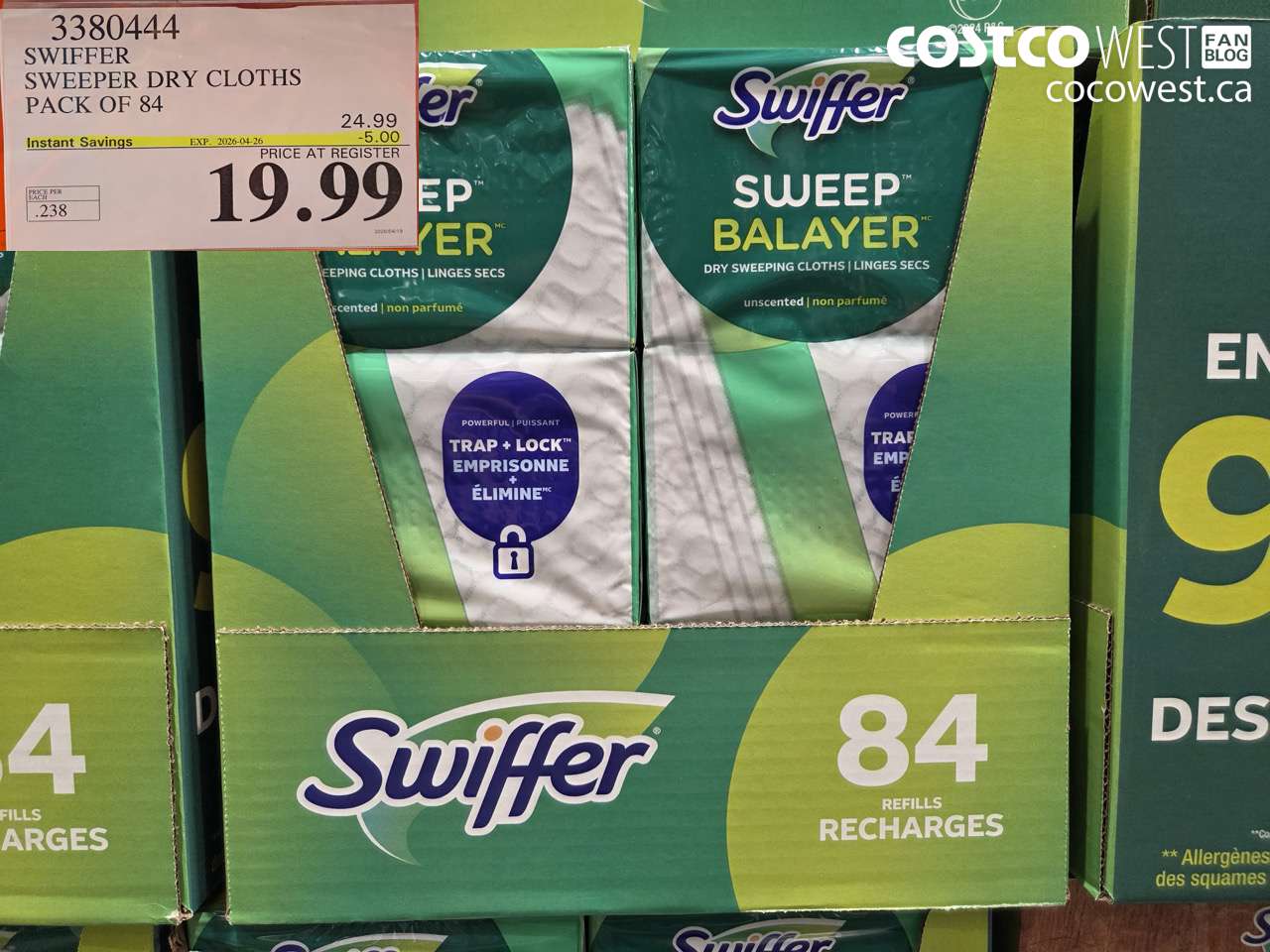33804444 SWIFFER SWEEPER DRY CLOTHS PACK OF 84 ($5.00 INSTANT SAVINGS EXPIRES ON 2026-04-26) $19.99