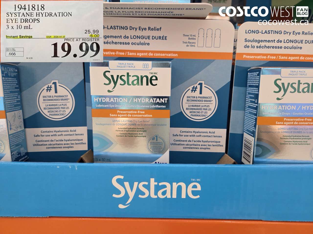 1941818 SYSTANE HYDRATION EYE DROPS 3 X 10 ML ($6.00 INSTANT SAVINGS EXPIRES ON 2026-05-10) $19.99