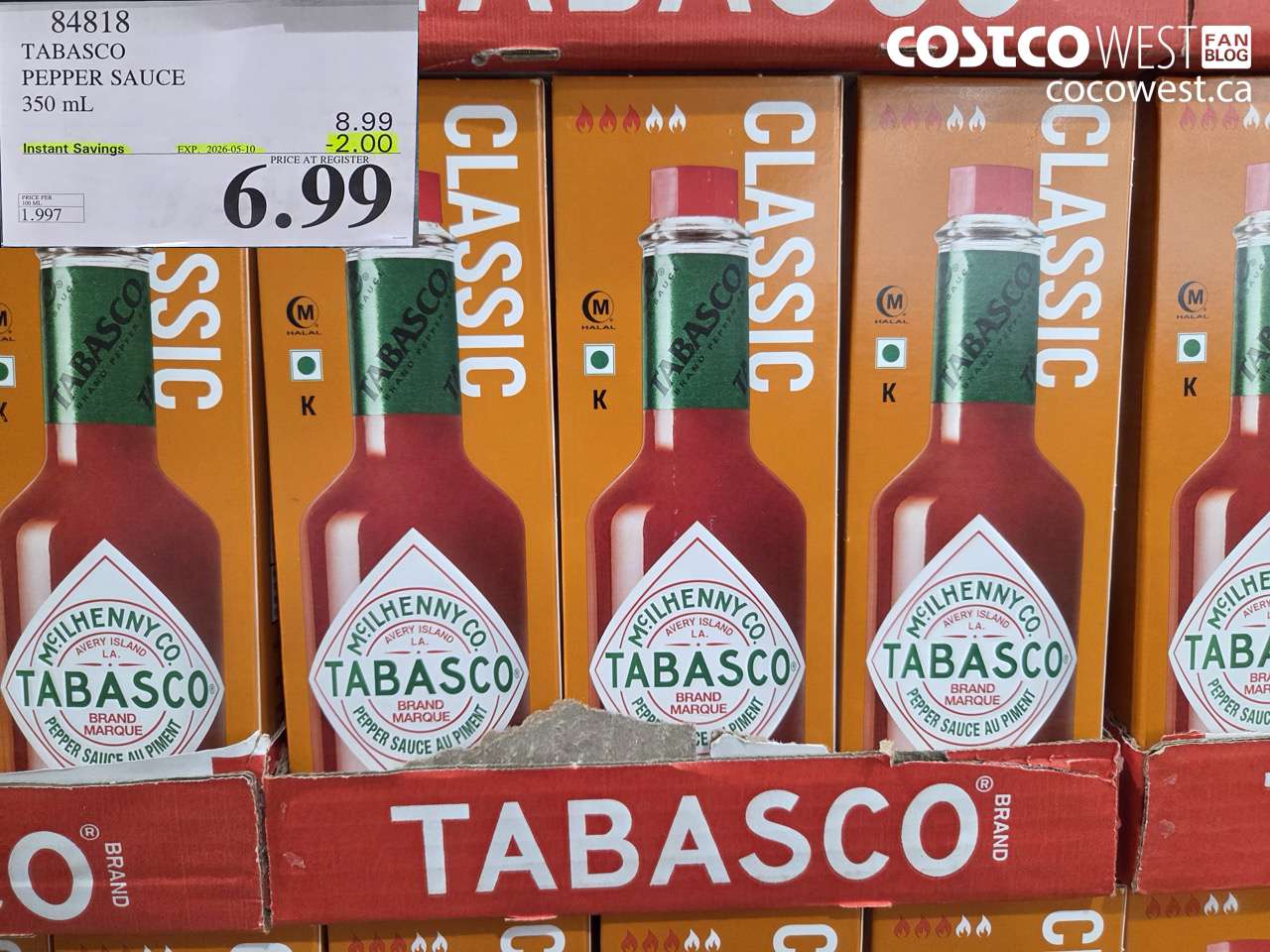 84818 TABASCO PEPPER SAUCE 350 ML ($2.00 INSTANT SAVINGS EXPIRES ON 2026-05-10) $6.99